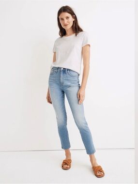 Madewell NWT High Rise Jeans Size 28 Light Wash Raw Hem AJ179 Haddon